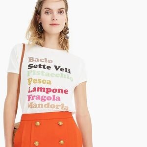 J. Crew Women’s White Italian Gelato Flavors Crewneck Tee Sz M
